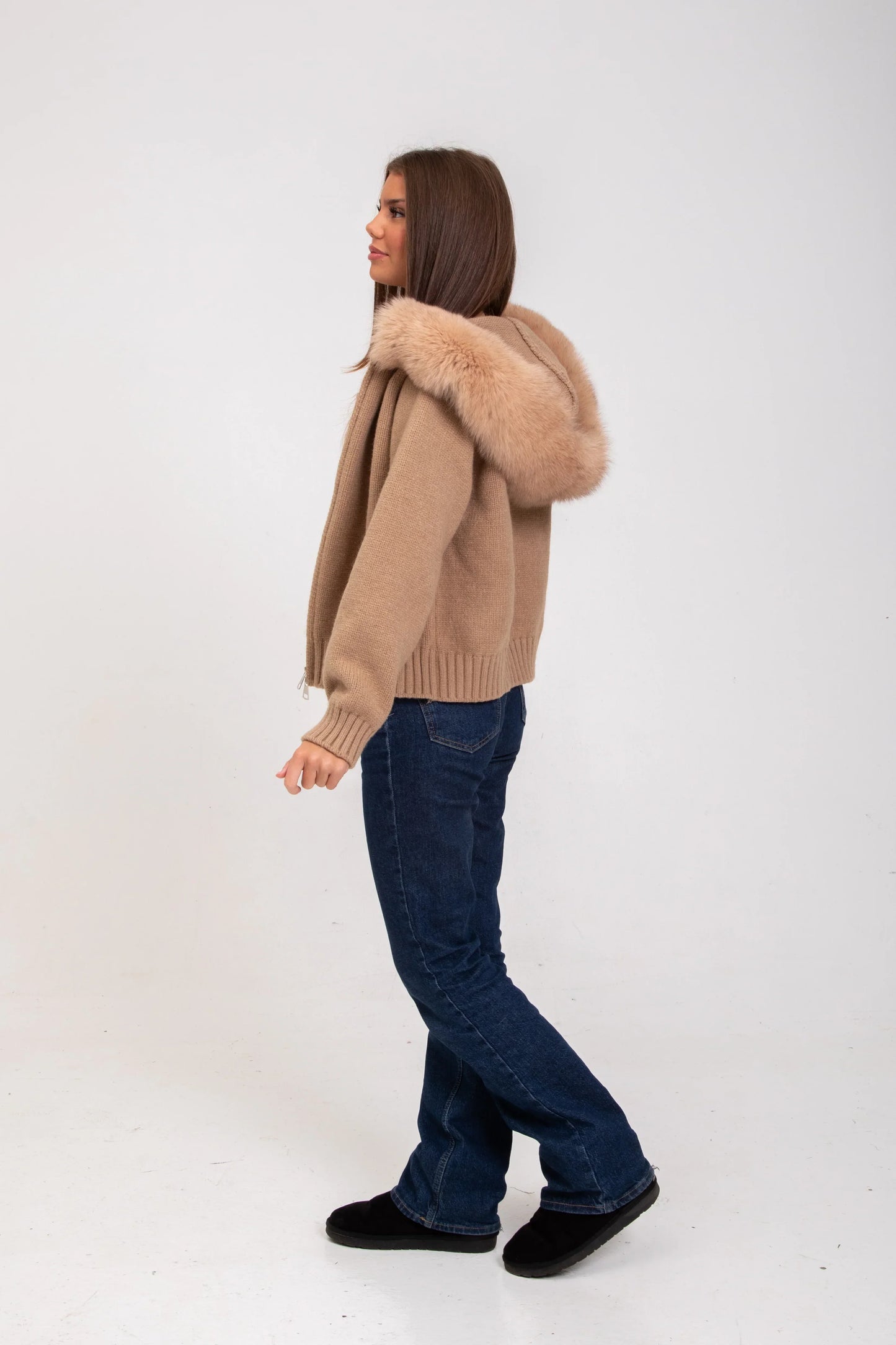 Chloe Faux Fur Hooded Cropped Jacket