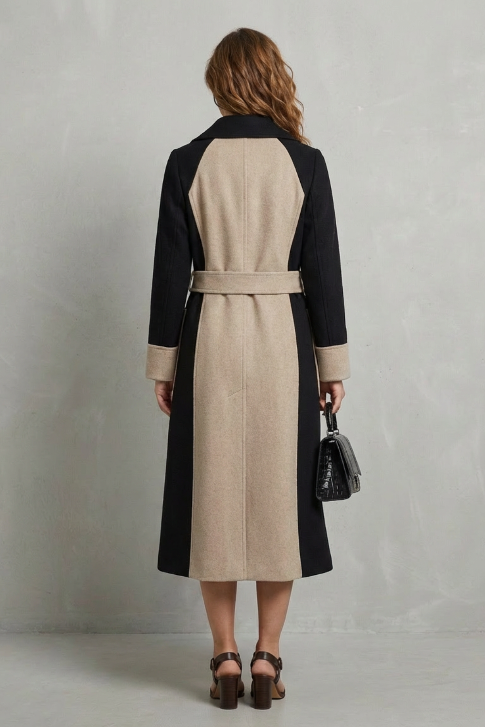 Clara Contrast Double Breasted Tailored Long Coat