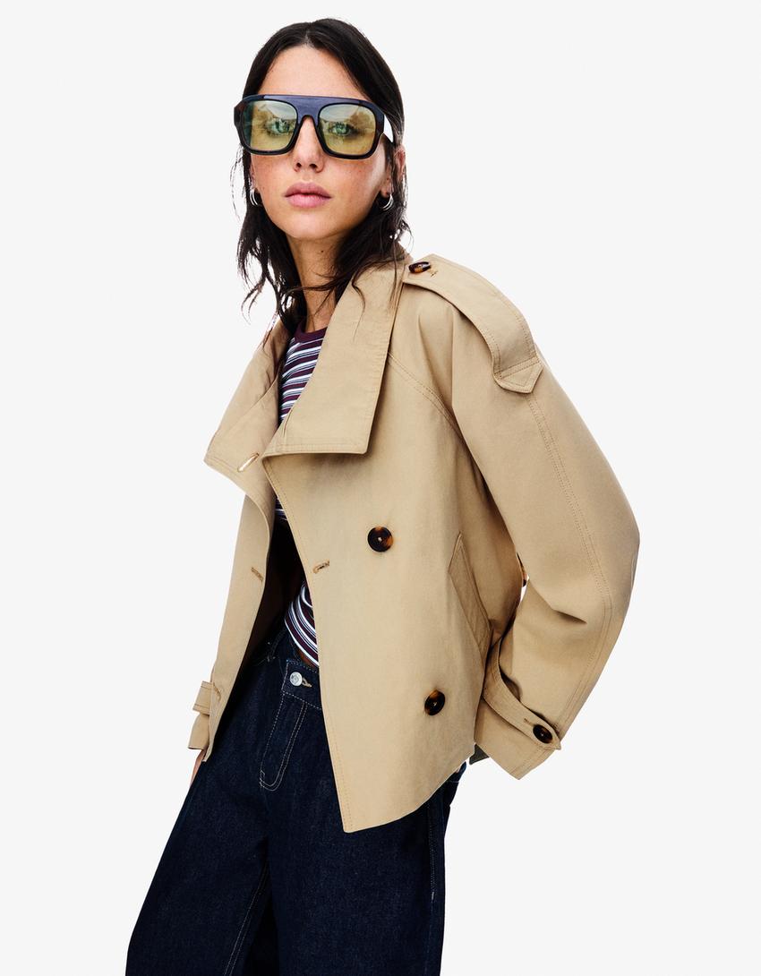 Clara Double Breasted Cropped Trench Coat