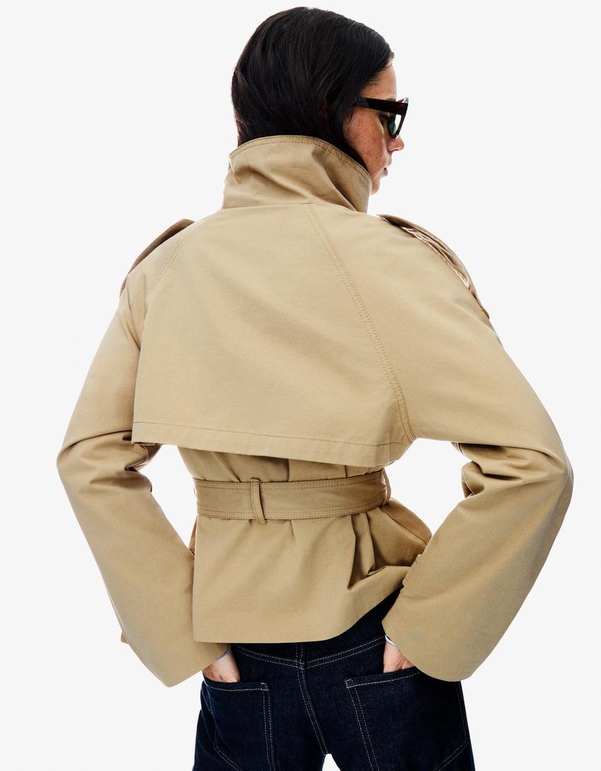 Clara Double Breasted Cropped Trench Coat