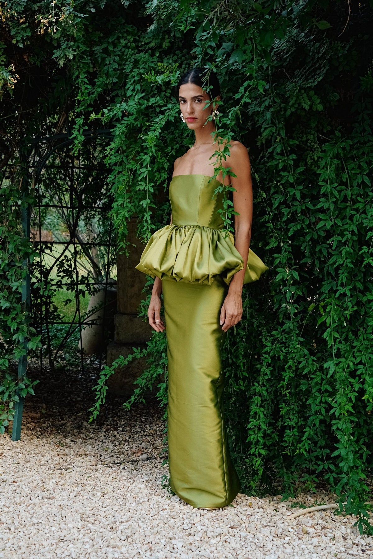 Blair Silk Gown - Green Mikado