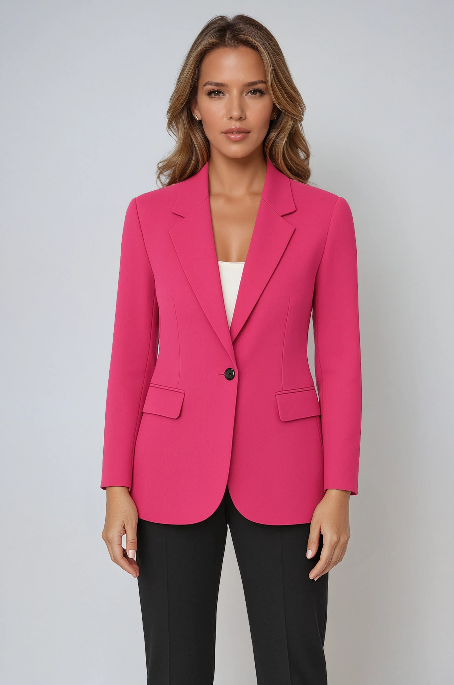 Claire Button Tailored Blazer - Pink