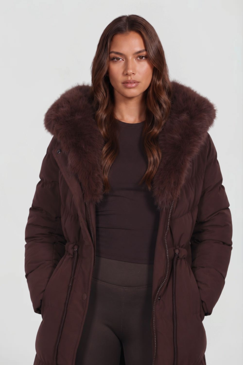 Eliza Faux Fur Hooded Long Puffer Coat