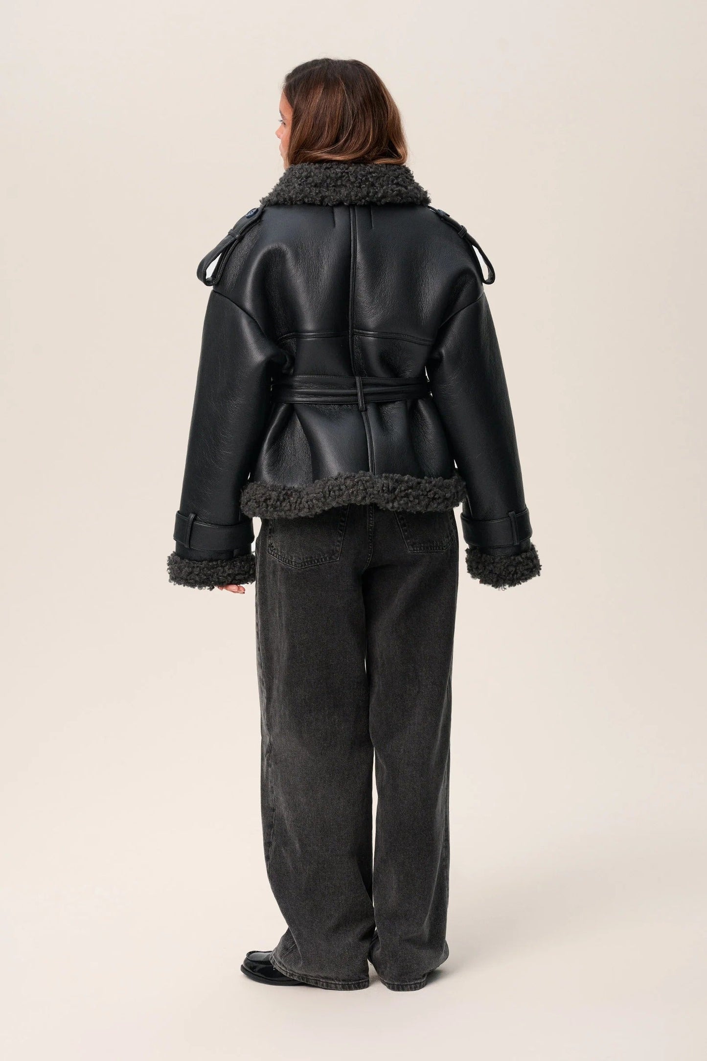 Eve Belted Shearling Long Coat