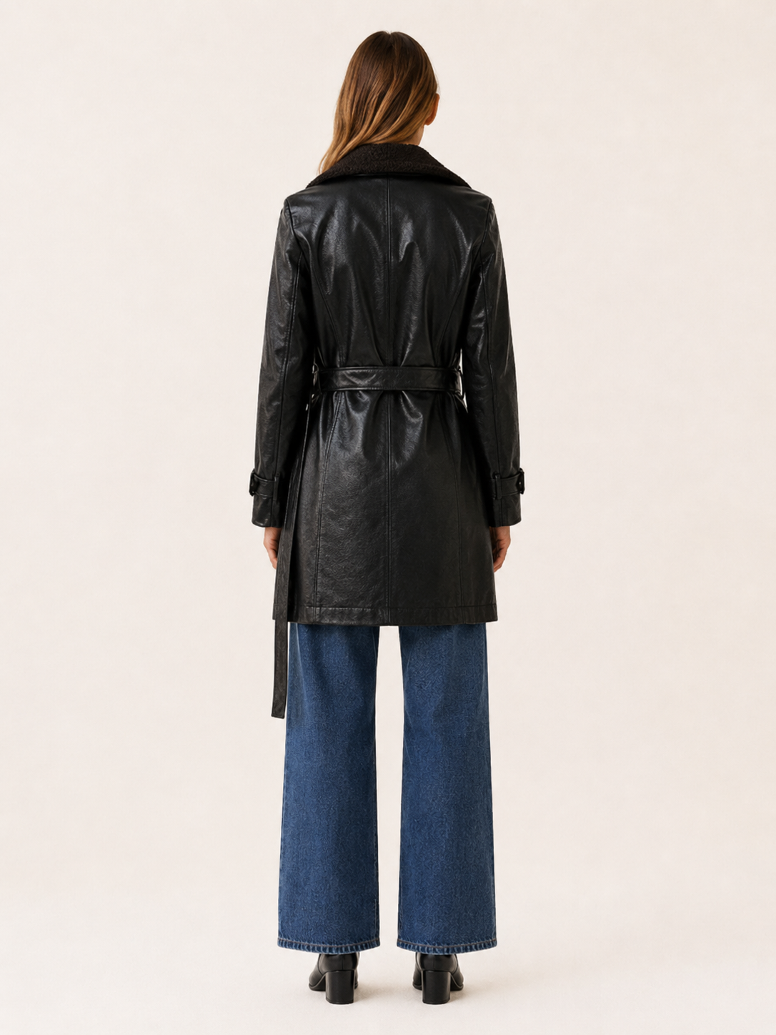 Glenda Double Breasted Textured Tailored Long Coat