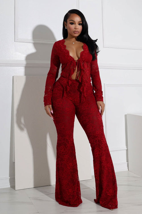 Henley Ruffle Set - Red