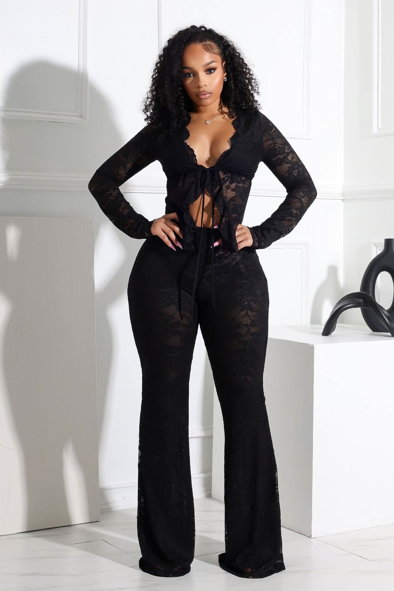 Henley Ruffle Set - Black