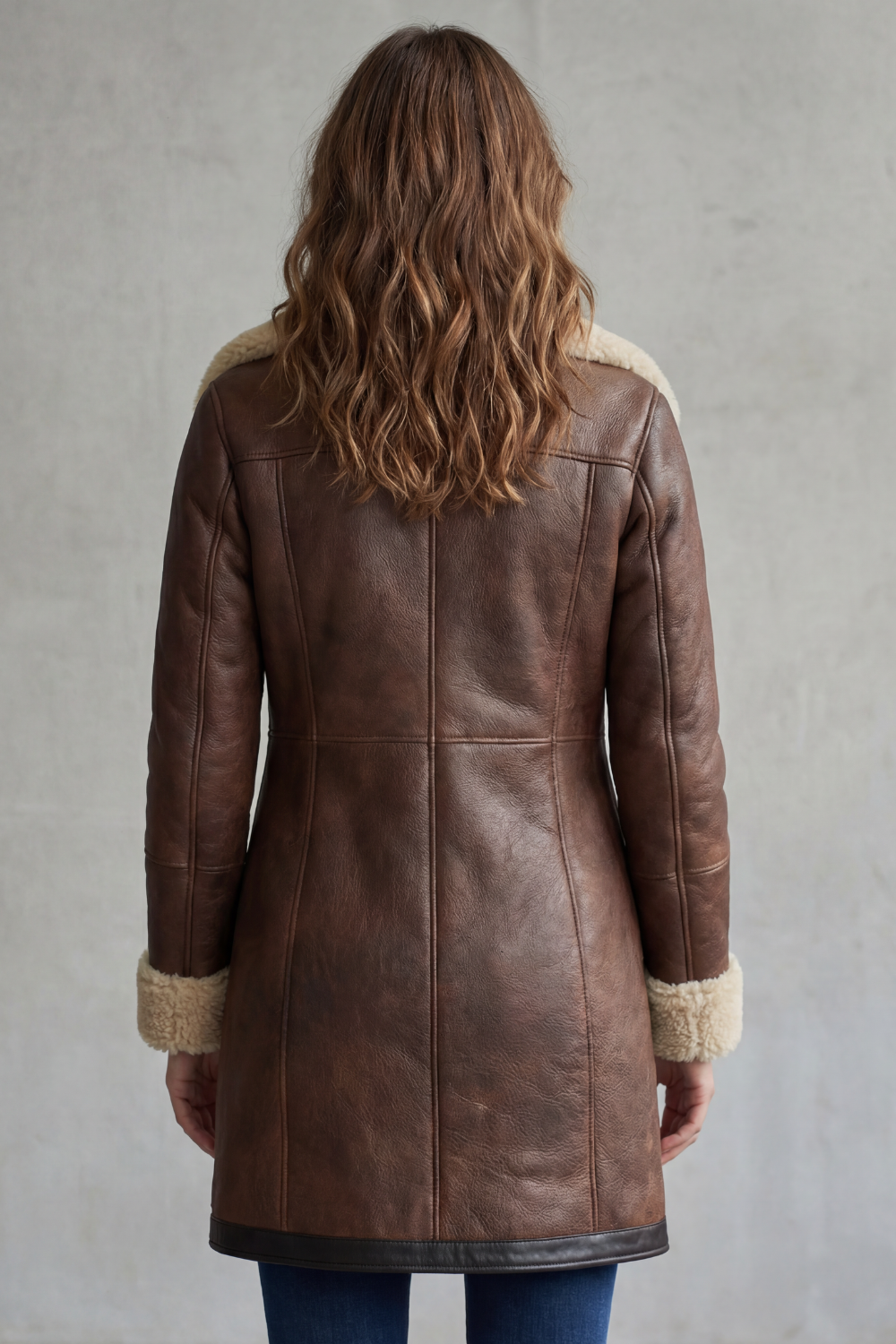 Isla Leather Shearling Lined Longline Coat
