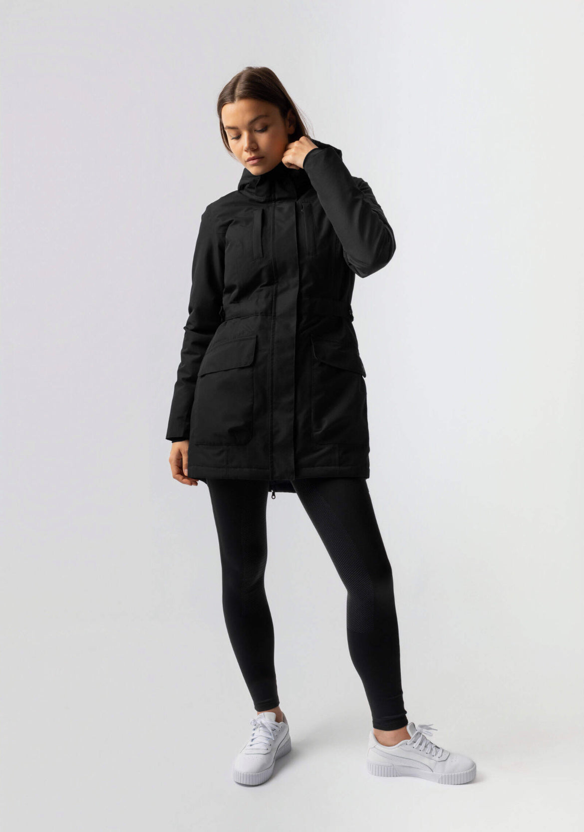 Jade Hooded High Neck Utility Parka Coat
