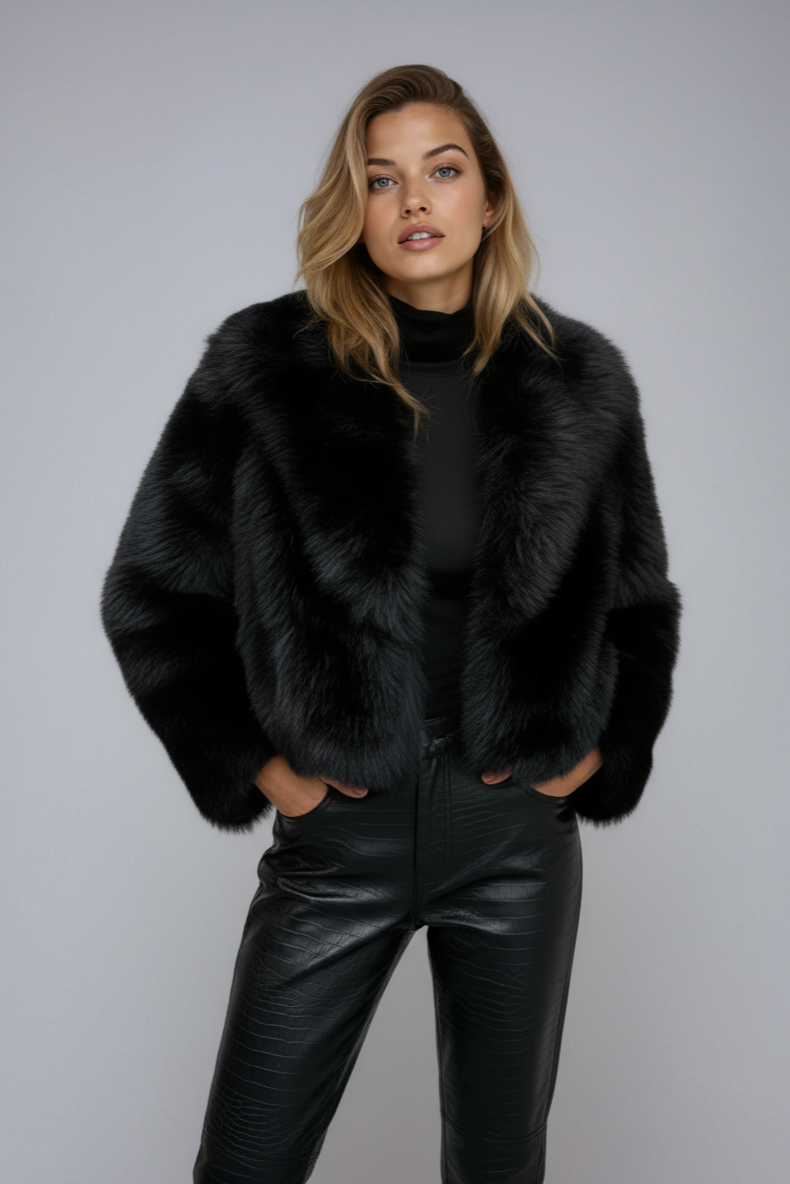 Laura Faux Fur Oversized Cropped Jacket