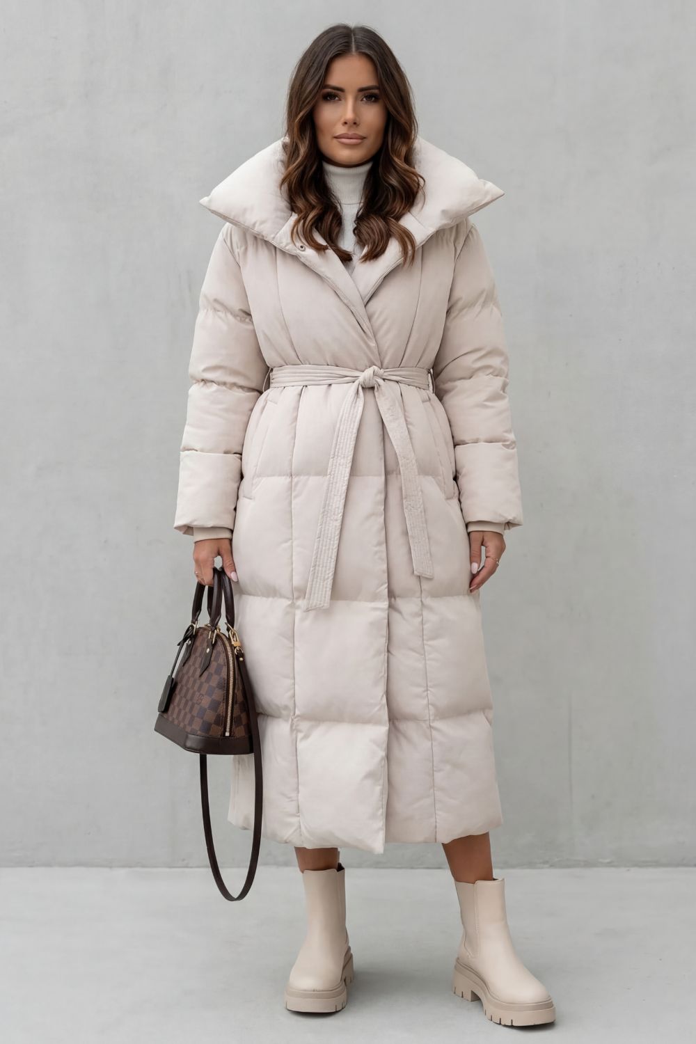 Lilian Belted Hooded Longline Puffer Coat