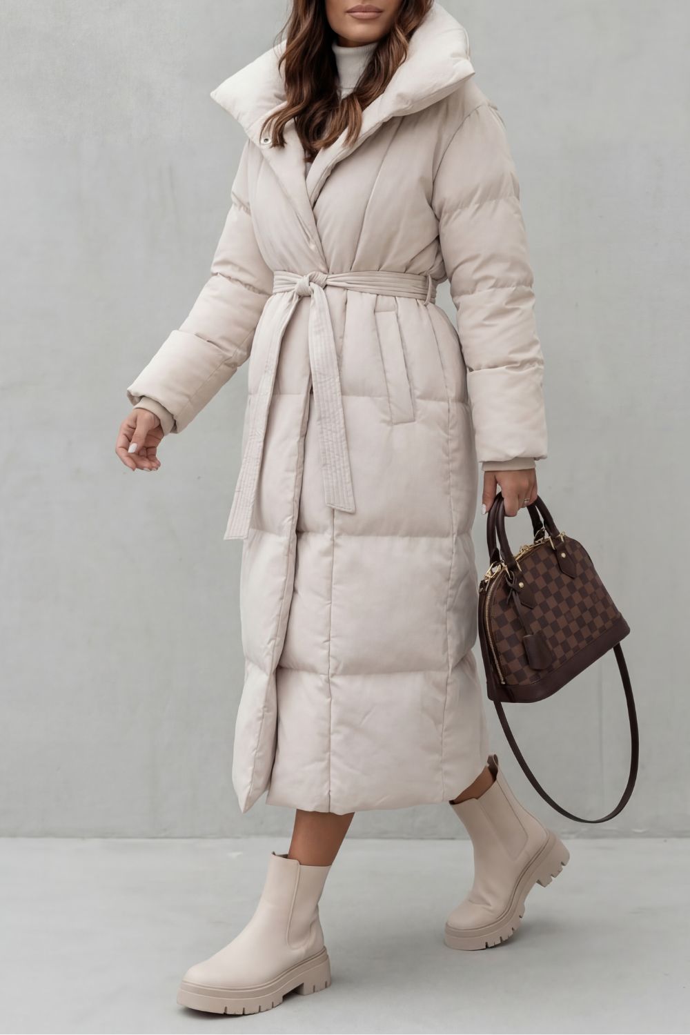 Lilian Belted Hooded Longline Puffer Coat