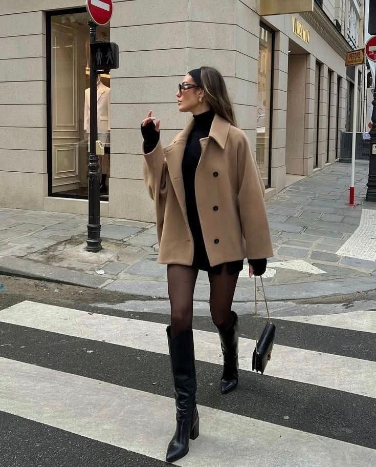 Lovie Oversized Wool Jacket - Beige