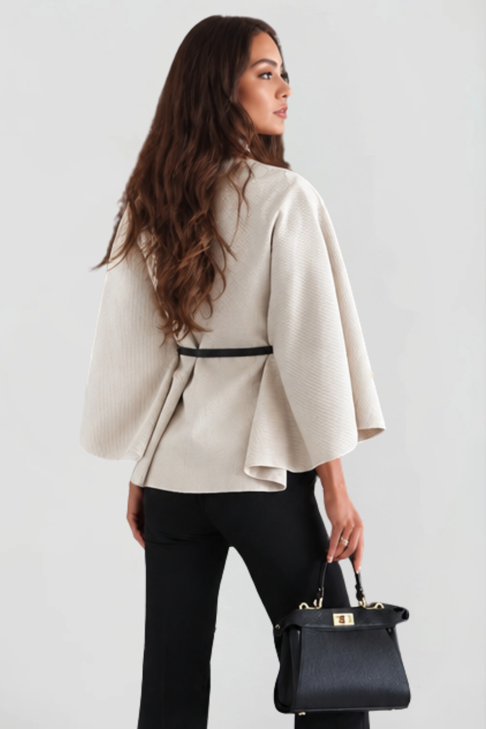 Madison Belted Oversized Wool Cape Coat
