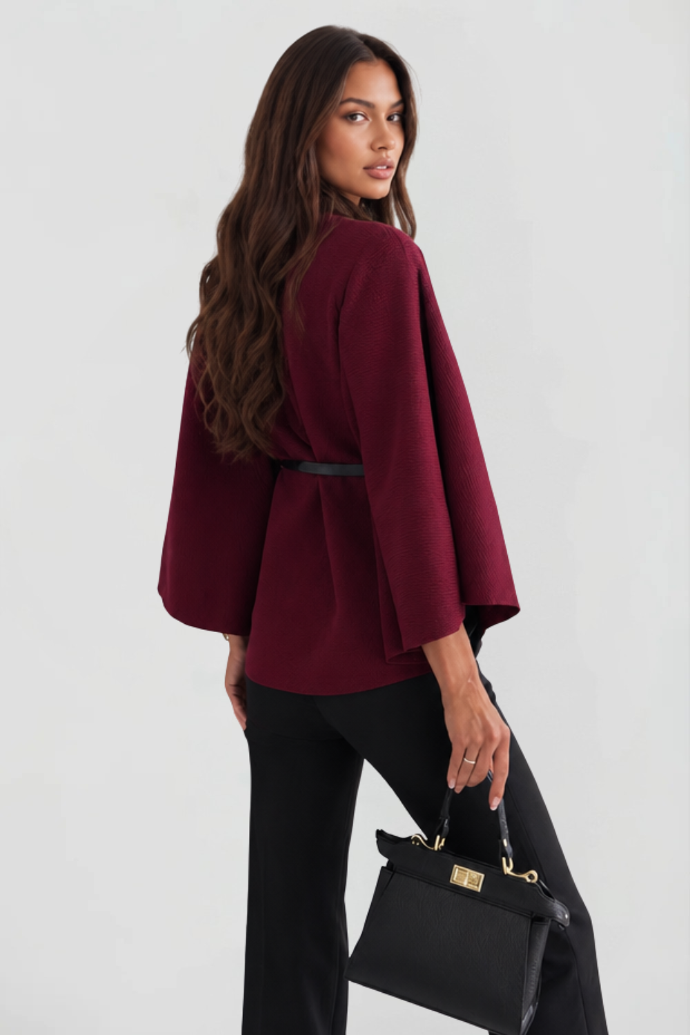Madison Belted Oversized Wool Cape Coat
