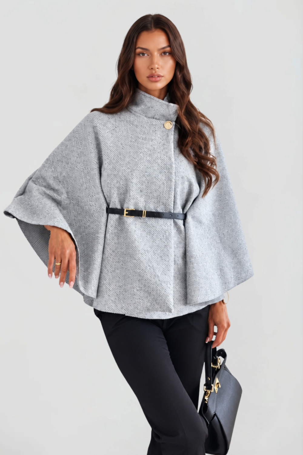 Madison Belted Oversized Wool Cape Coat