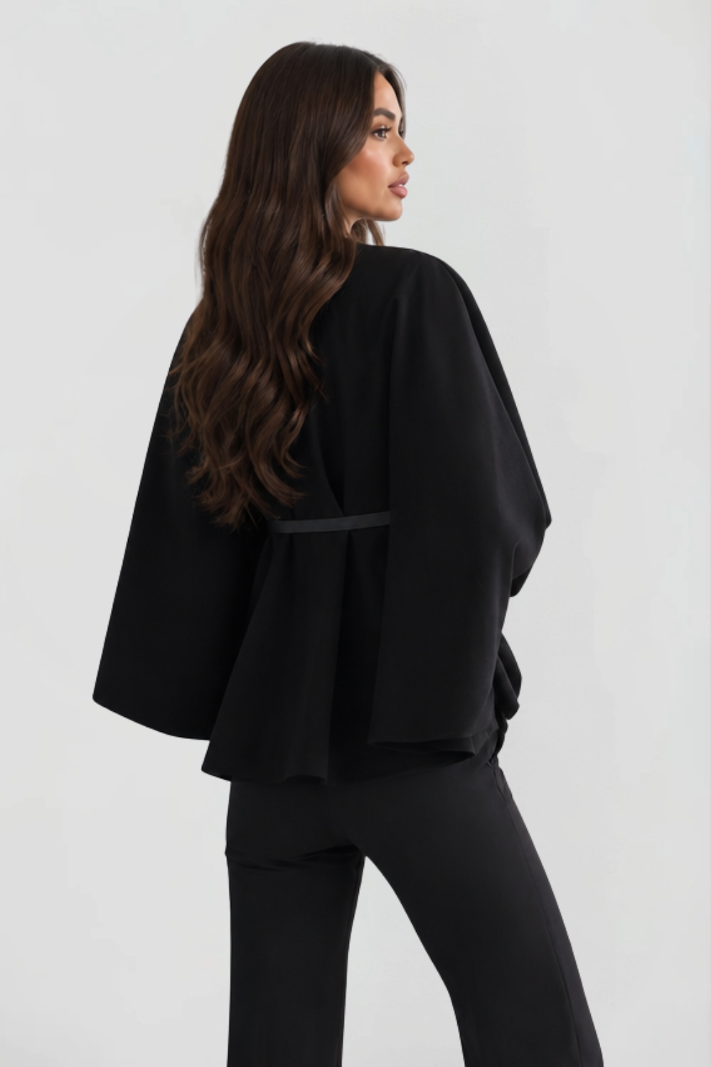 Madison Belted Oversized Wool Cape Coat