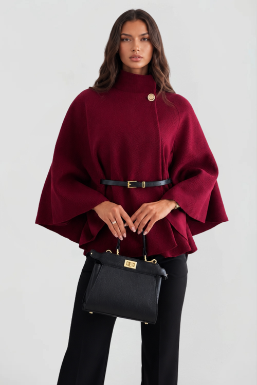 Madison Belted Oversized Wool Cape Coat