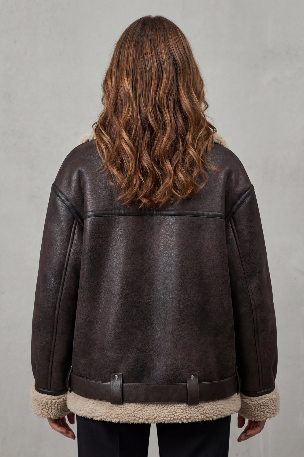 Megan Shearling Collar Oversized Aviator Jacket