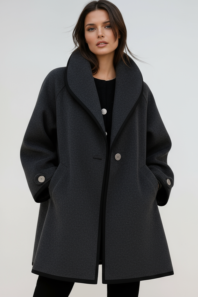 Mila Oversized Contrast Trim Longline Coat