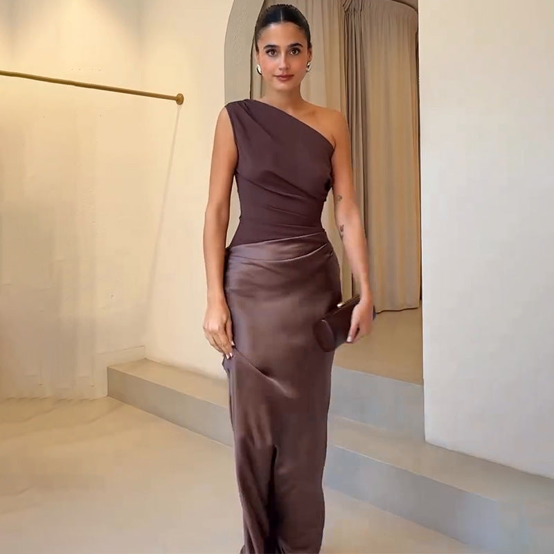 Sylvia 1920s Maxi Dress - Dark Brown