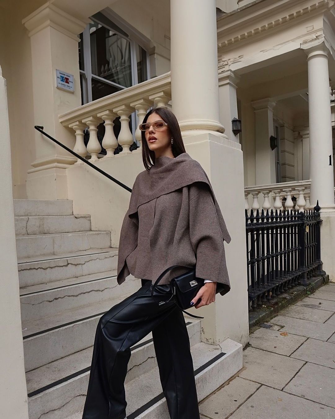Olivia Short Cape Coat - Taupe