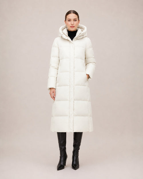 Rosalie Long Hooded Puffer Coat - White