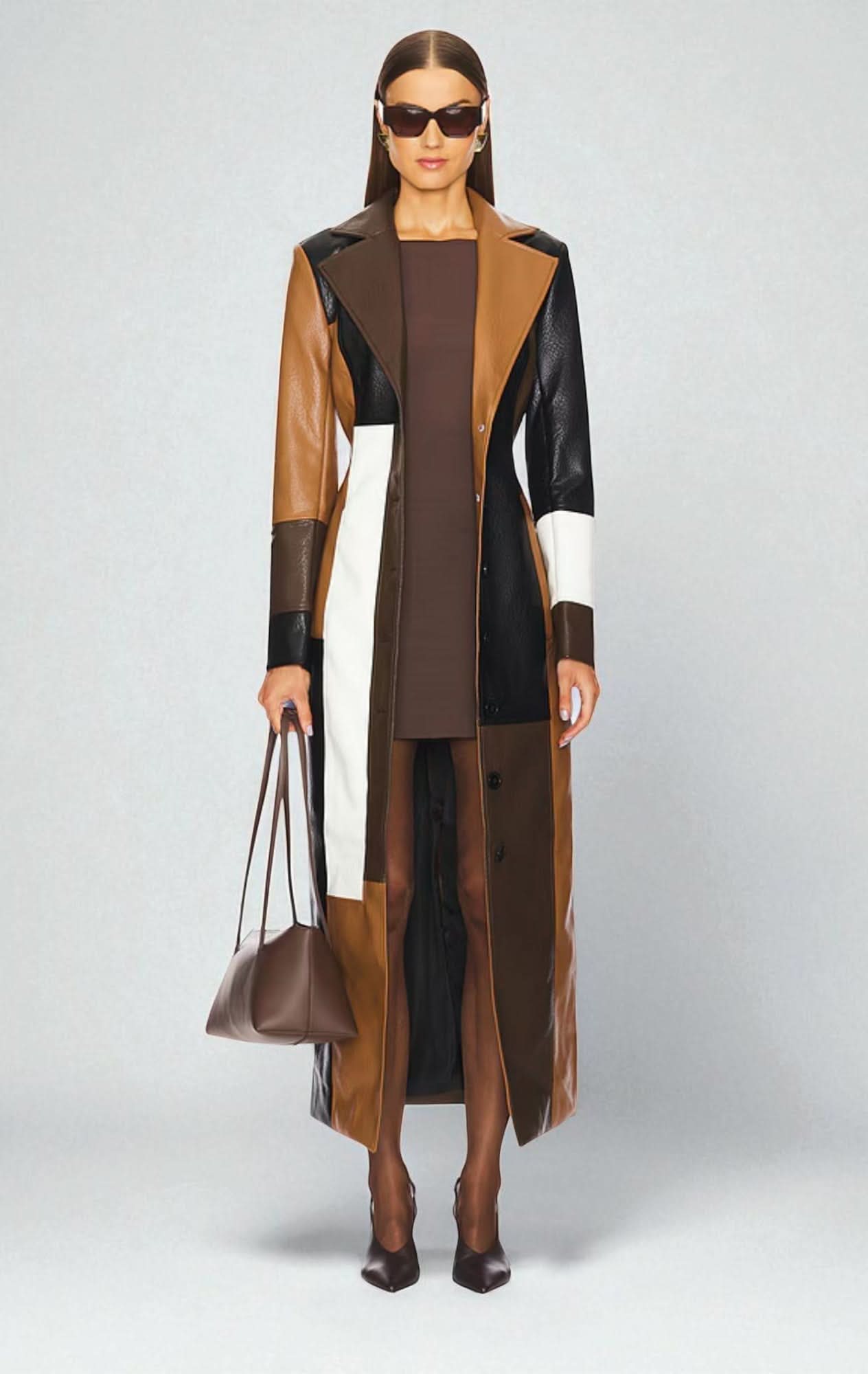 Rosaline Mosaic Leather Coat - Leather