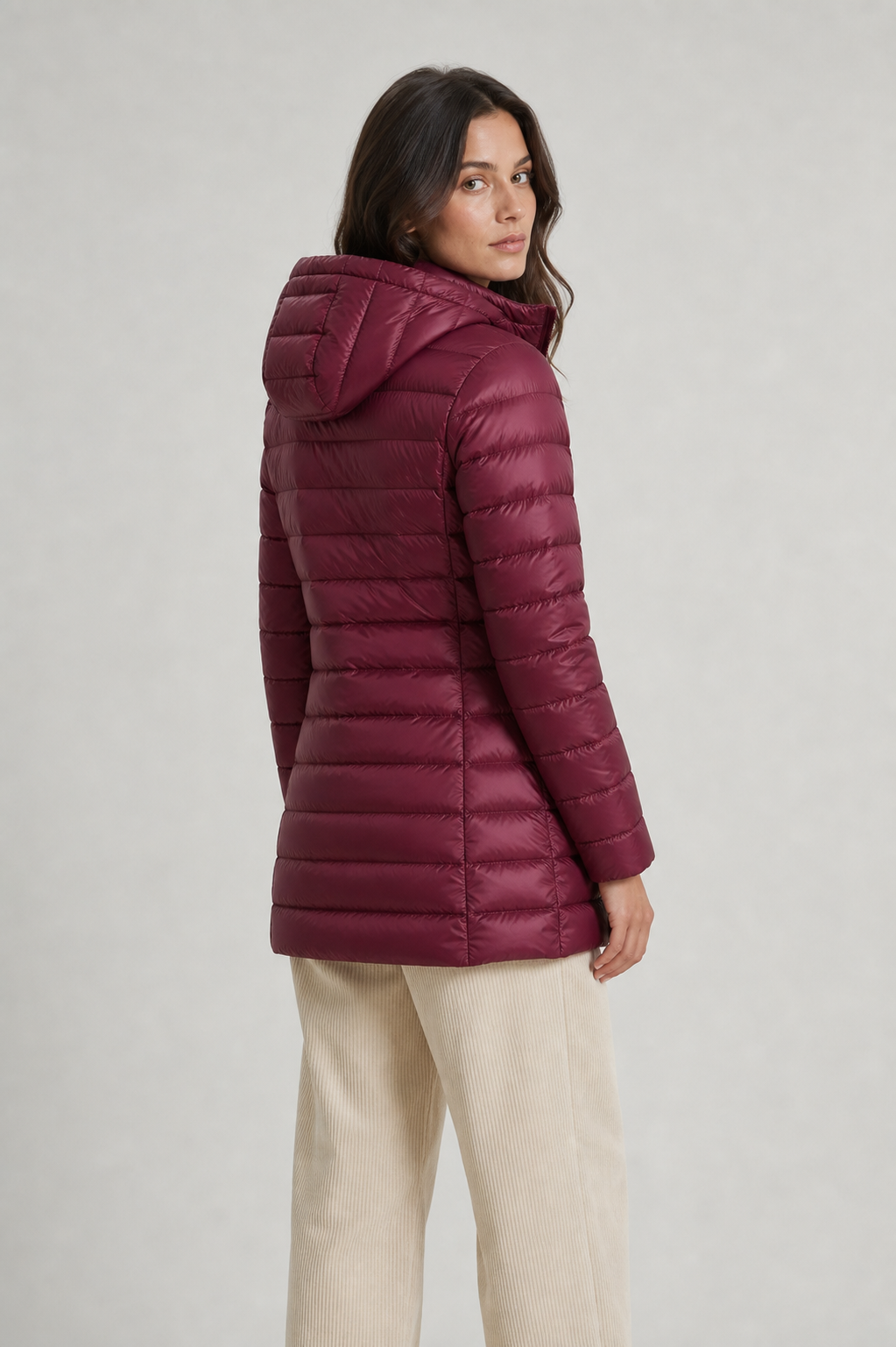 Rosie Hooded Quilted Longline Puffer Coat - Red