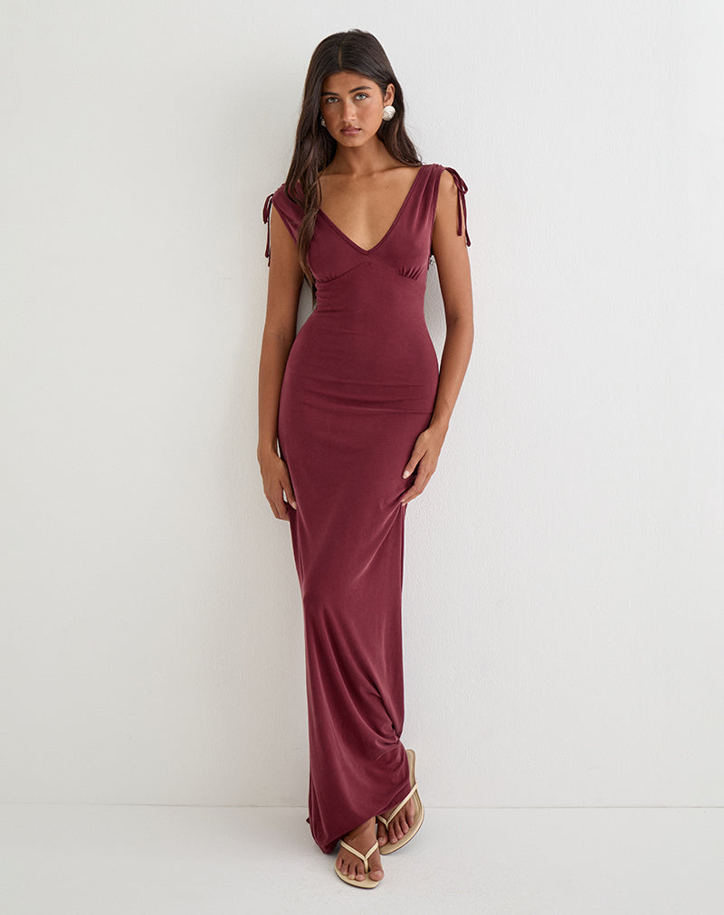 Lillie Maxi Dress - Cupro Burgundy