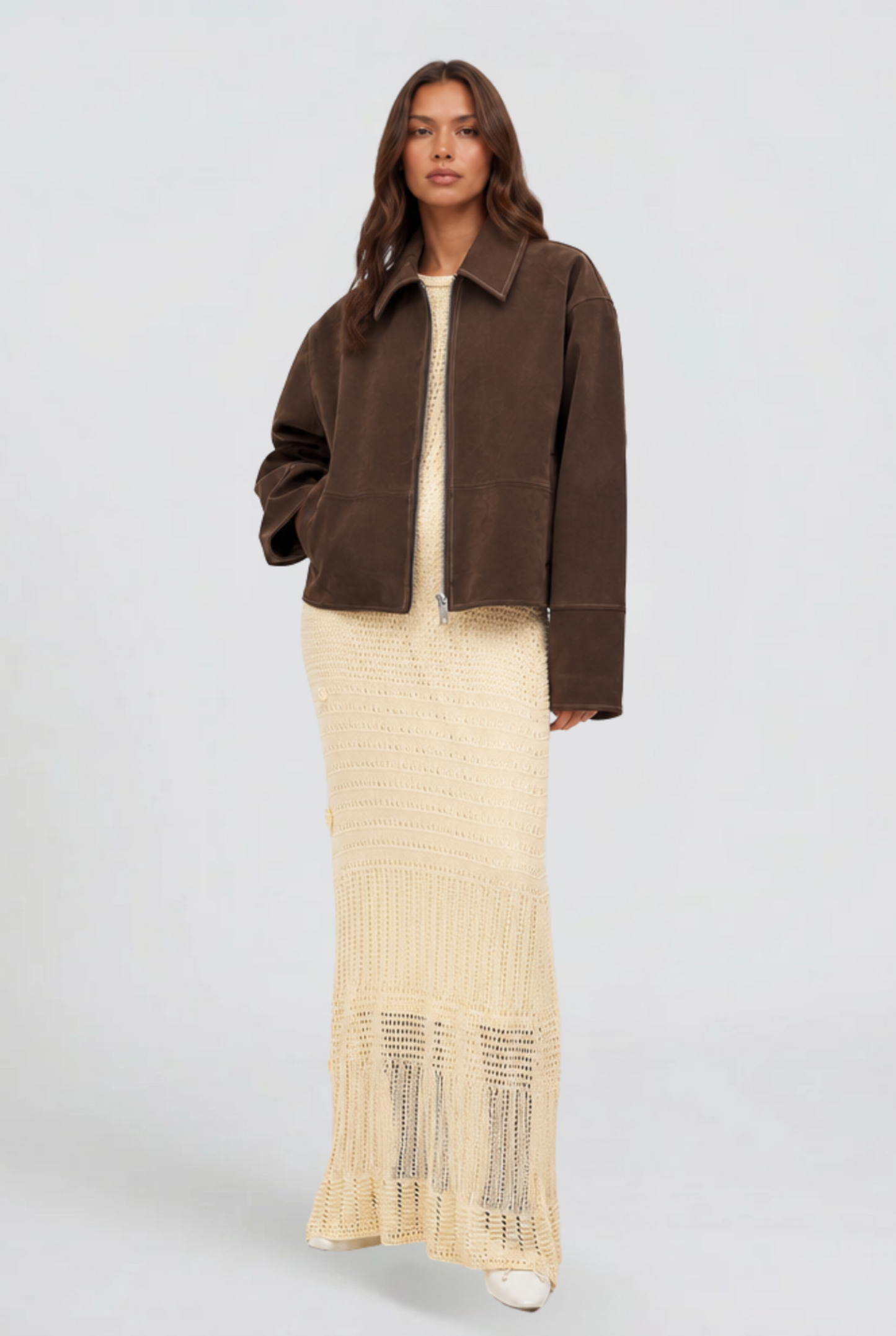 Savannah Cropped Zip Suede Jacket