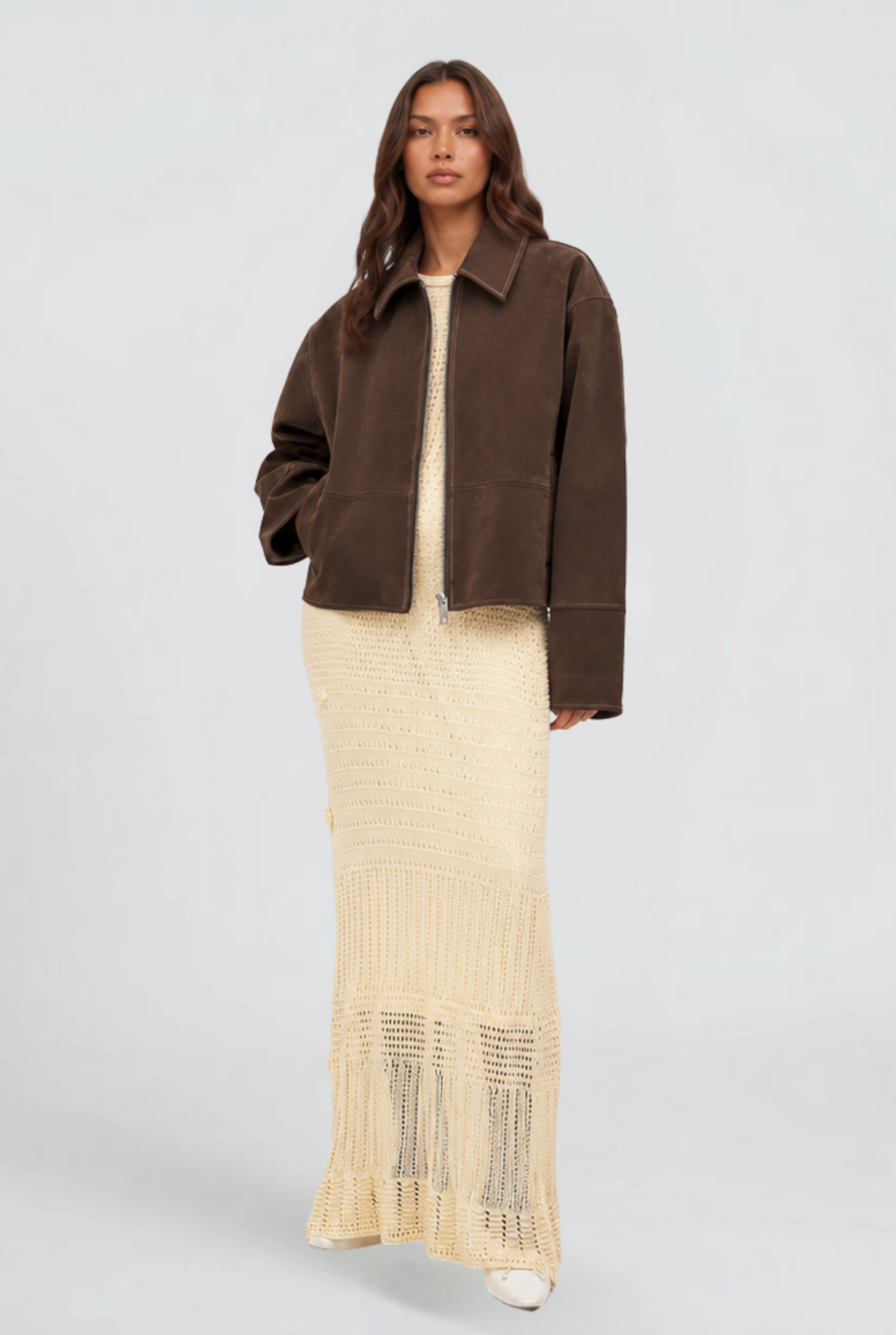 Savannah Cropped Zip Suede Jacket
