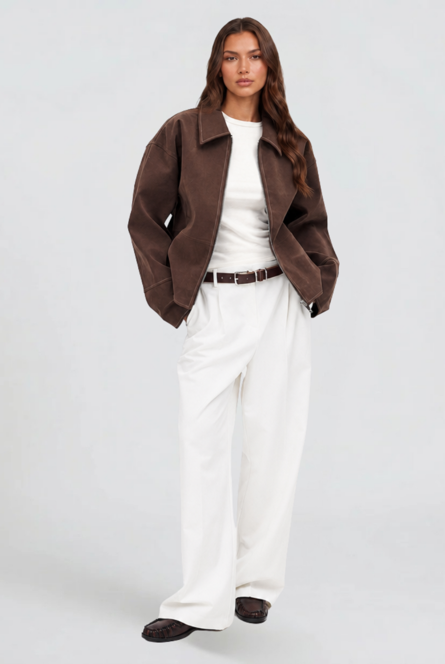 Savannah Cropped Zip Suede Jacket