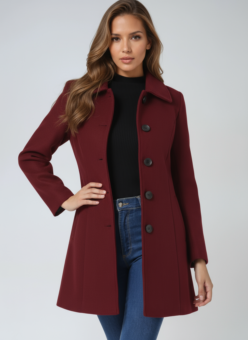 Josephine Breasted High Neck Button Trench Coat