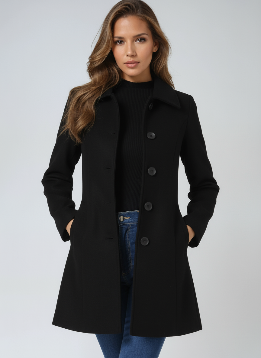Josephine Breasted High Neck Button Trench Coat