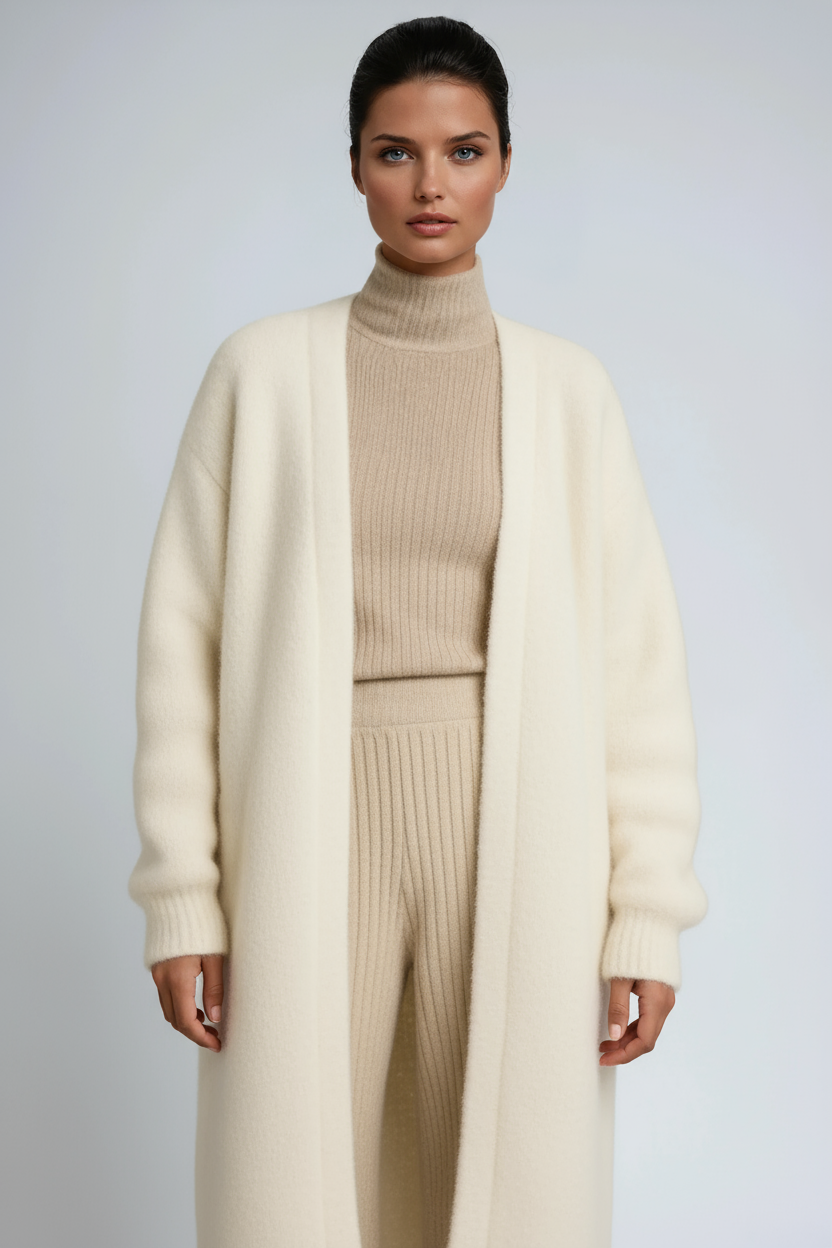 Hena Long Wool Cardigan Coat