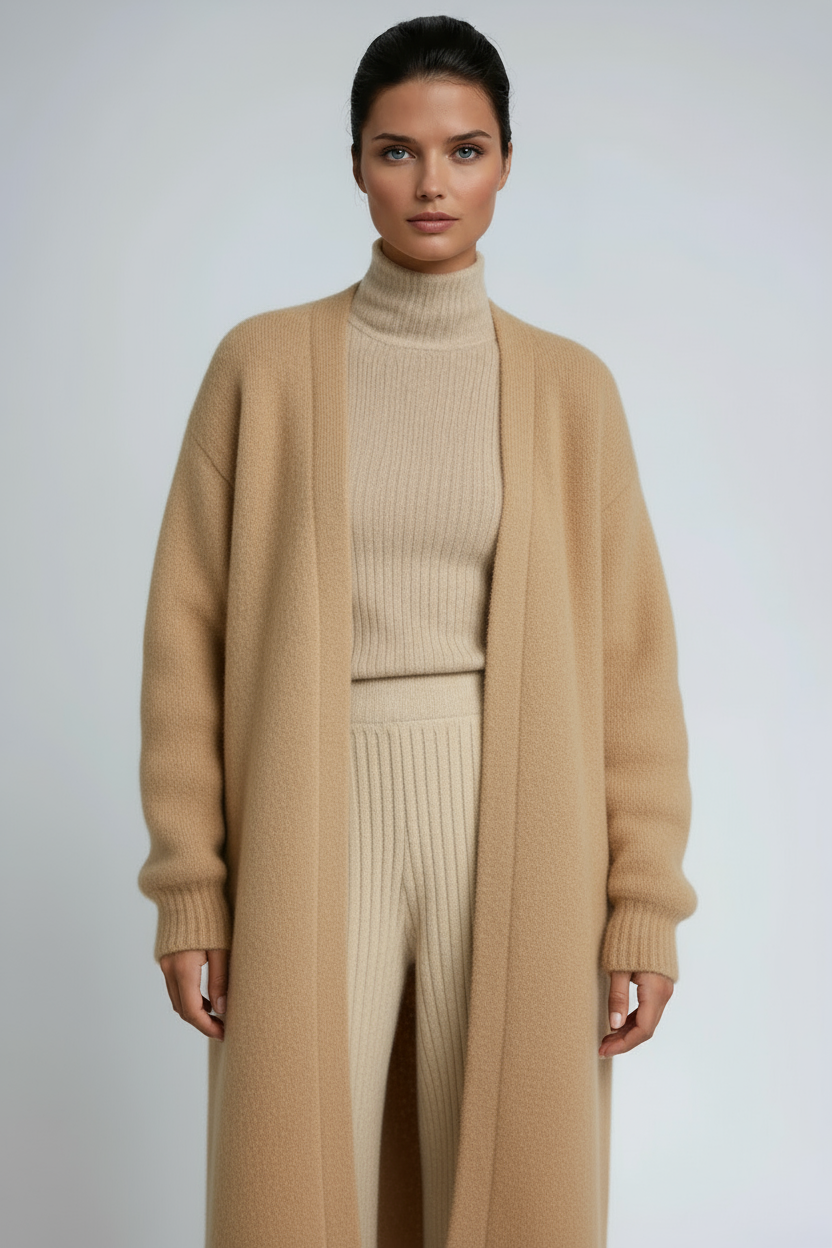 Hena Long Wool Cardigan Coat