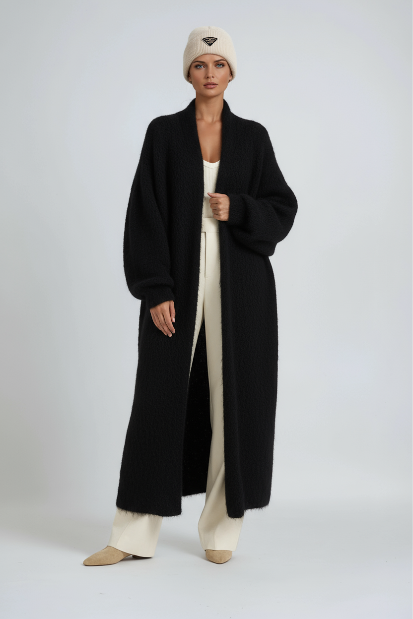 Hena Long Wool Cardigan Coat