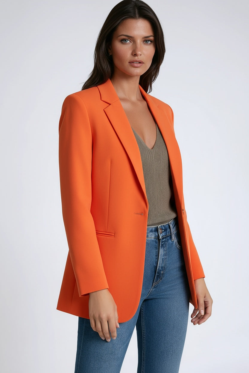 Victoire Tailored Longline Blazer - Orange
