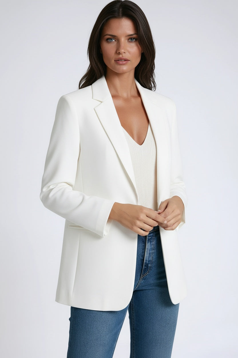 Victoire Tailored Longline Blazer - White