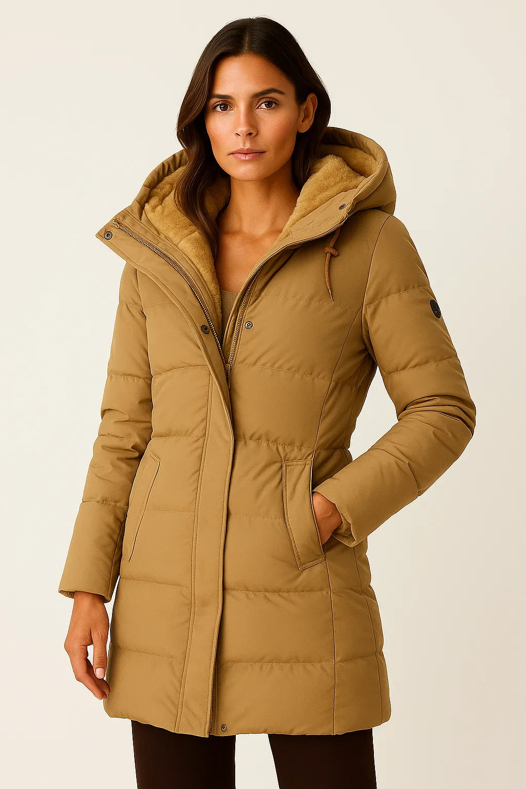 Nora Hooded Longline Puffer Jacket - Yellow