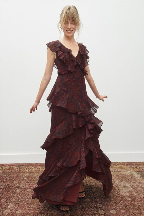 Natasha Ruffle Gown - Multicolor
