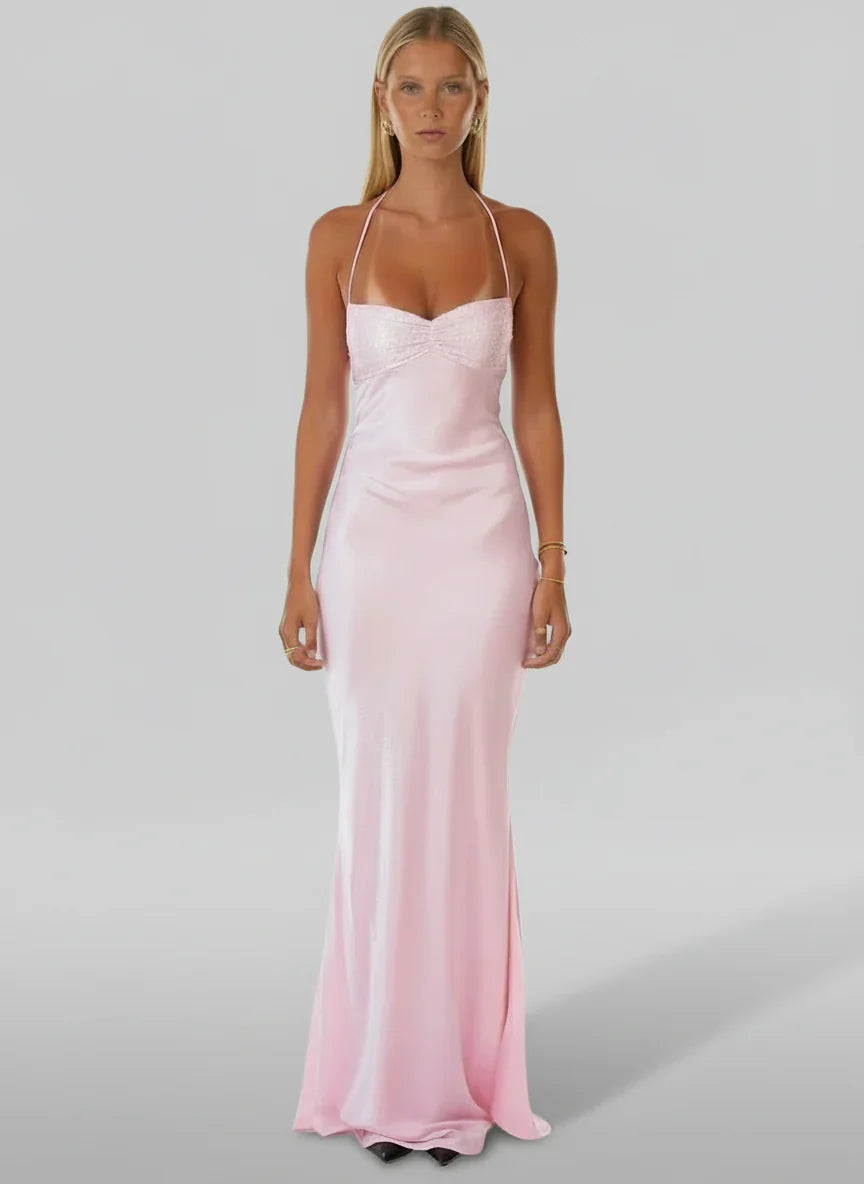 Aeline Halter Maxi Dress - Light Pink