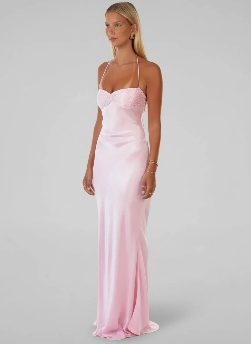 Aeline Halter Maxi Dress - Light Pink