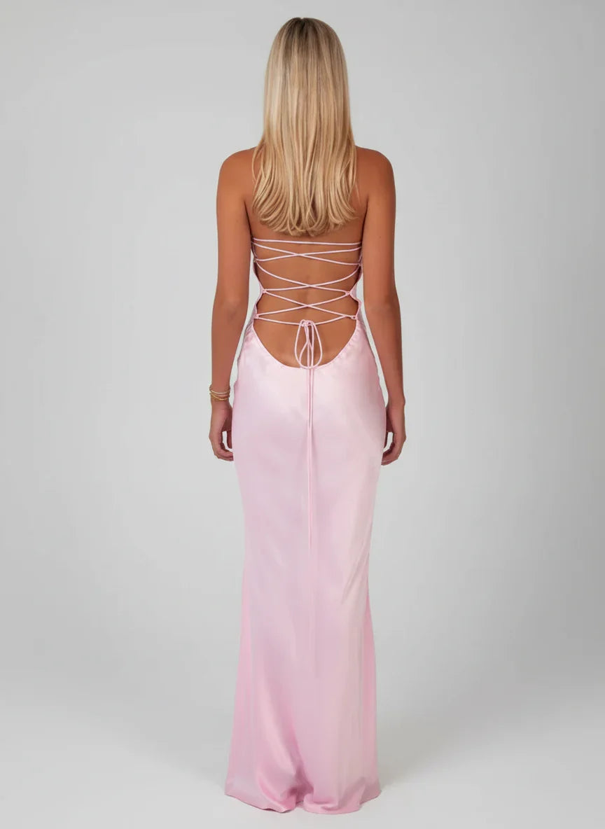 Aeline Halter Maxi Dress - Light Pink