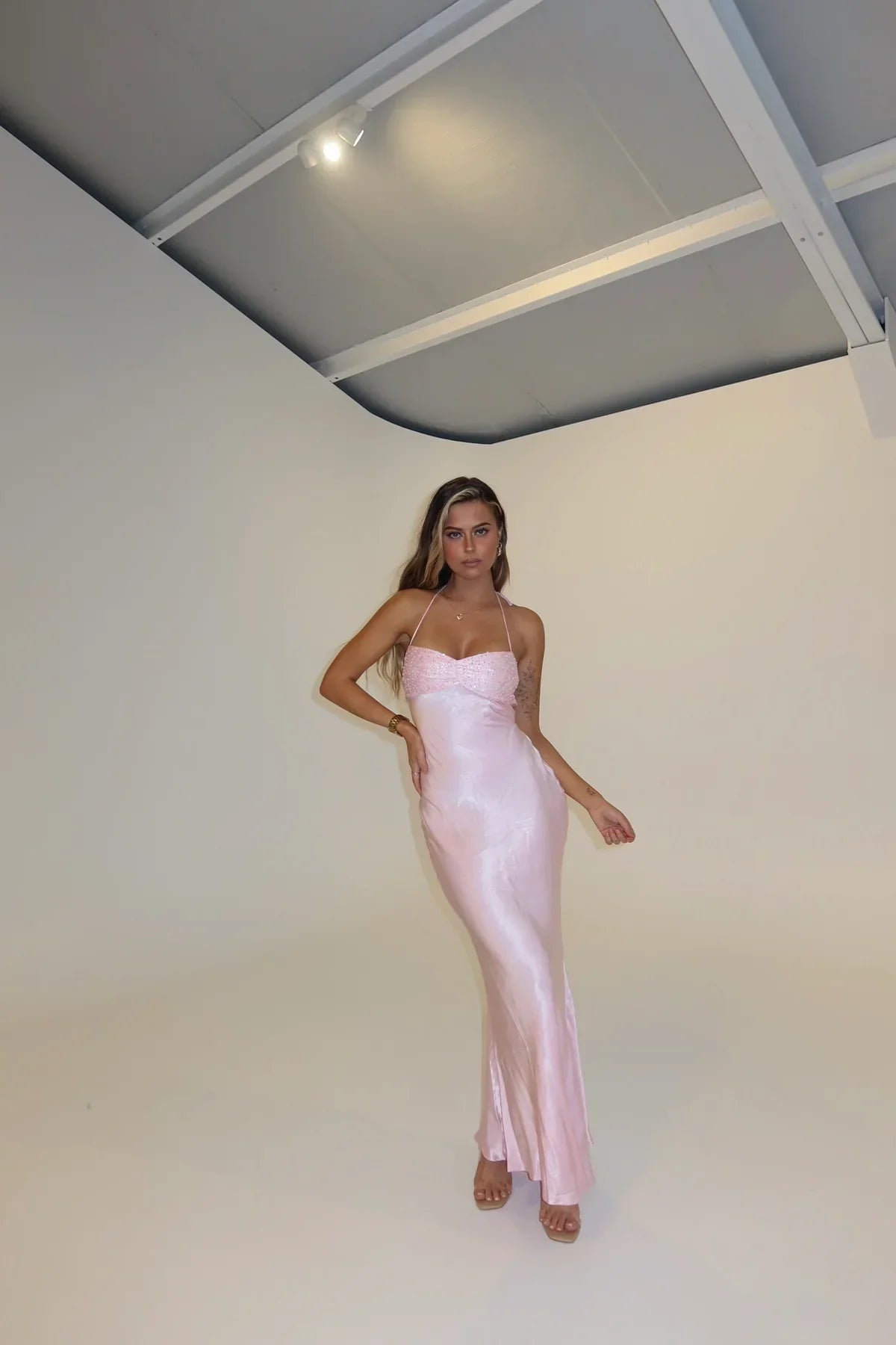 Aeline Halter Maxi Dress - Light Pink