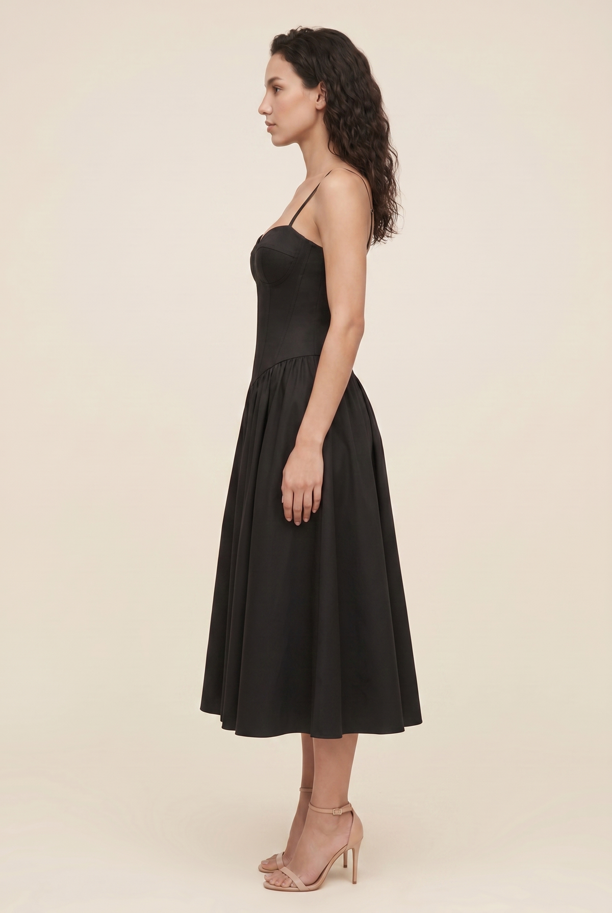Ailsa Sweetheart Midi Dress - Black
