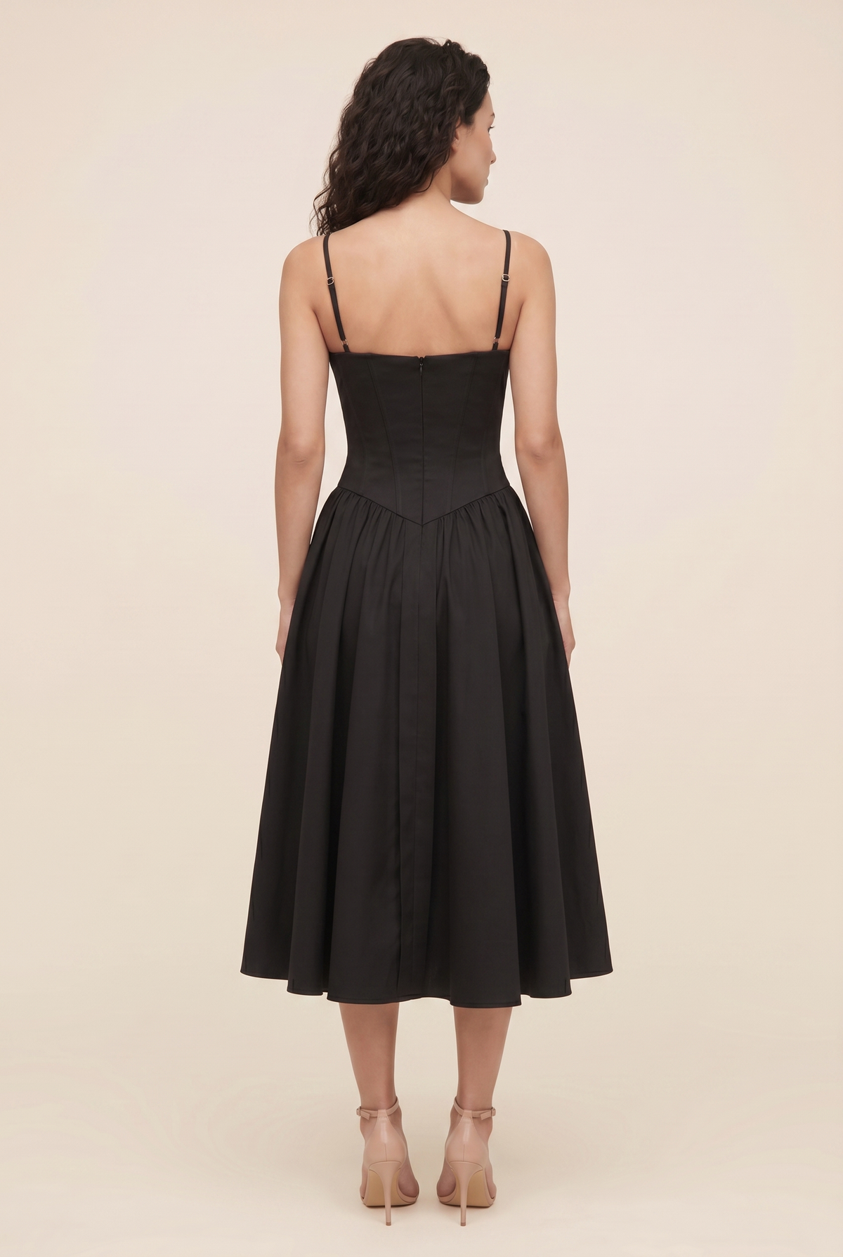 Ailsa Sweetheart Midi Dress - Black