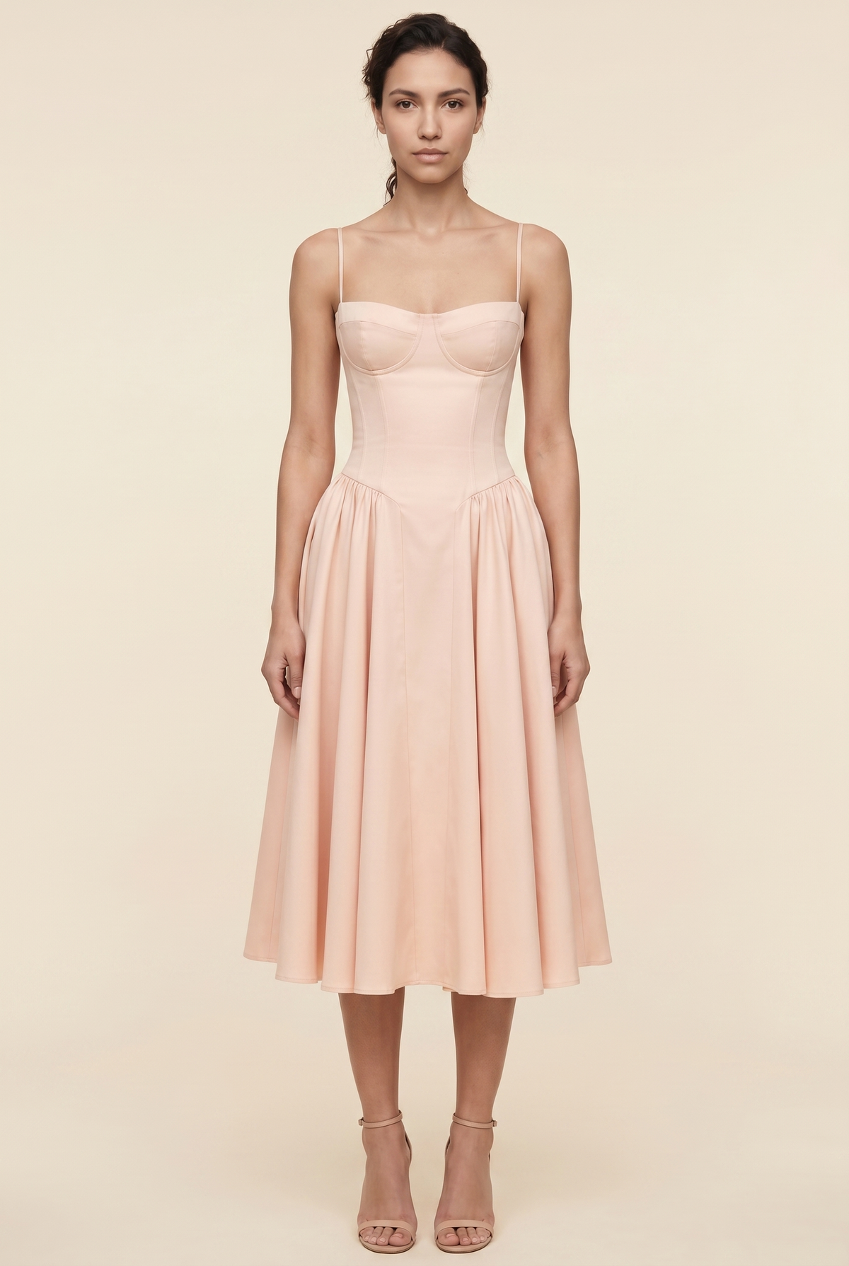 Ailsa Sweetheart Midi Dress - Blush