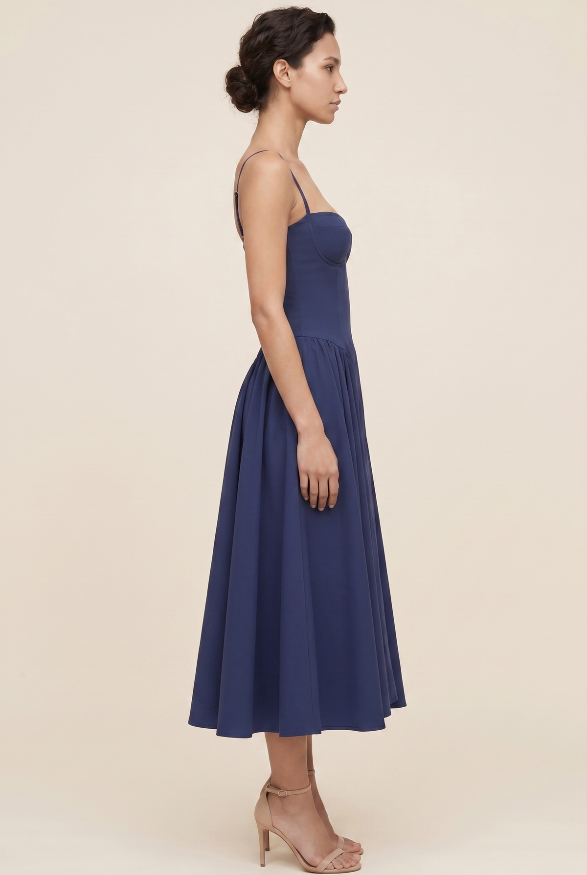 Ailsa Sweetheart Midi Dress - Navy